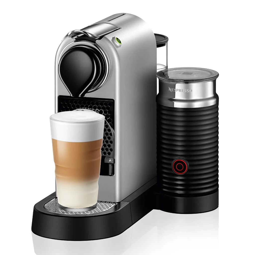 Nespresso CitiZ Automatic Espresso Machine with Aeroccino Milk Frother - Silver + Free Coffee Voucher
