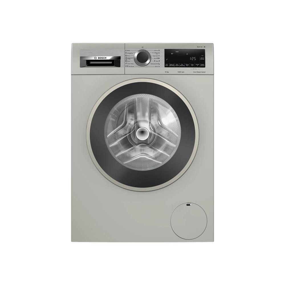 Bosch Series 4 10kg Washing Machine with AntiStain and Iron Steam Assist- Silver Inox