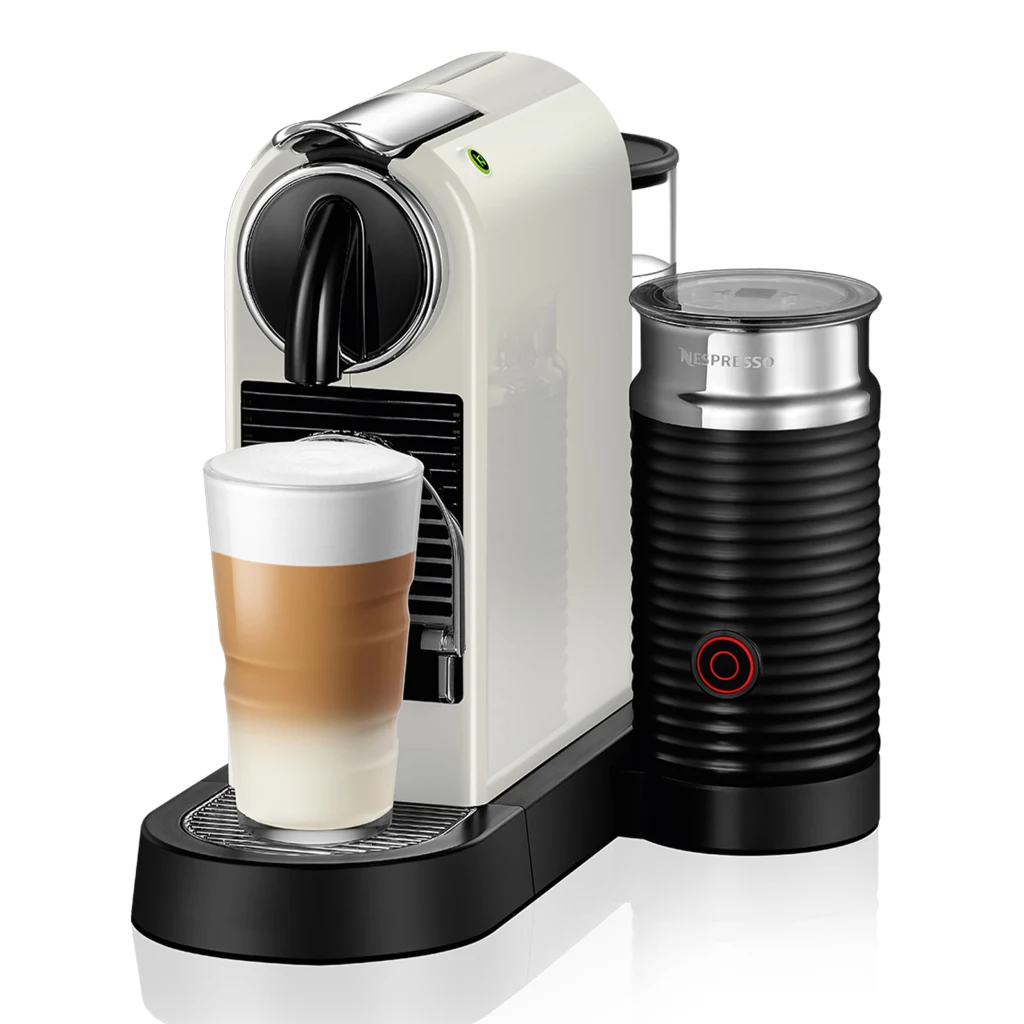 Nespresso CitiZ Automatic Espresso Machine with Aeroccino Milk Frother - White + Free Coffee Voucher